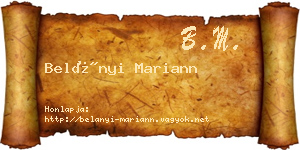 Belányi Mariann névjegykártya