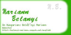 mariann belanyi business card